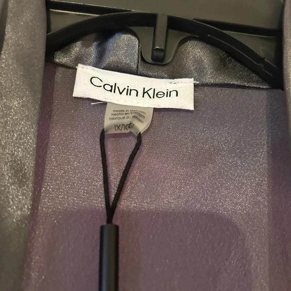 Calvin Klein Sheer Dark Grey Blouse - Picture 2 of 5